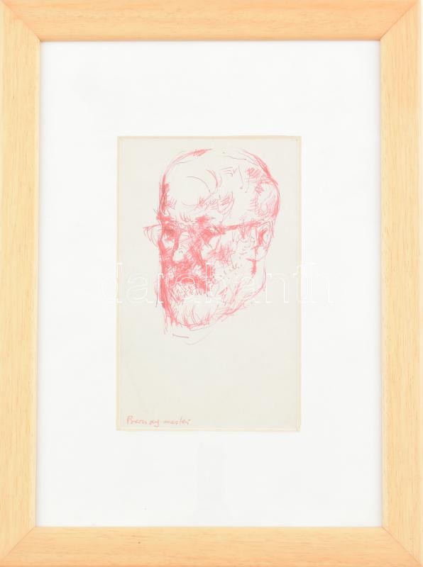 Bod László (1920-2001): Barcsay mester. Tus, papír, jelzés nélkül. Hátoldalán hagyatéki bélyegzővel és a lánya, Bod Veronika igazolásával. 16x10 cm. Üvegezett fakeretben.