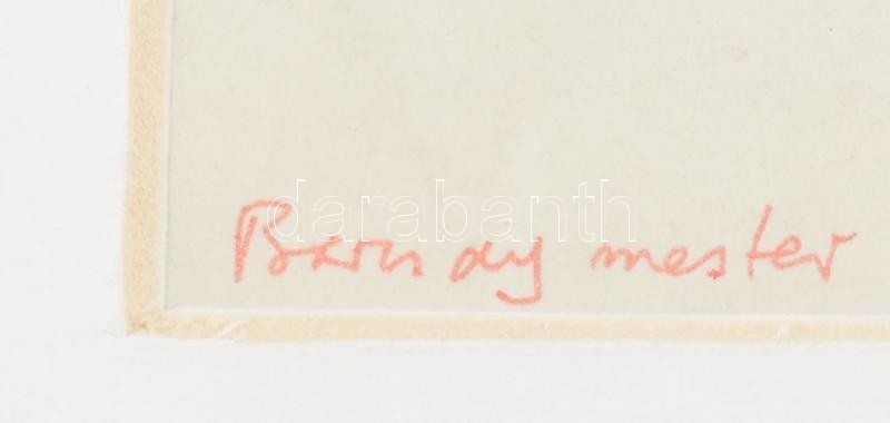 Bod László (1920-2001): Barcsay mester. Tus, papír, jelzés nélkül. Hátoldalán hagyatéki bélyegzővel és a lánya, Bod Veronika igazolásával. 16x10 cm. Üvegezett fakeretben. - Image 3