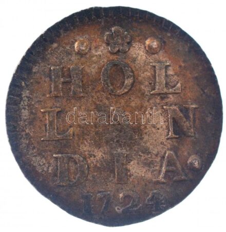 Hollandia 1724. 2S Ag T:2- patina Netherlands 1724. 2 Stuivers Ag C:VF patina Krause KM#48
