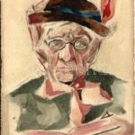 Kézzel festett művészlap / Hand-painted art postcard. artist signed (szakadás / tear)
