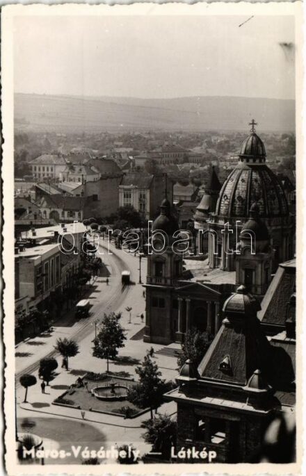 Marosvásárhely, Targu Mures; látkép, autóbusz / general view, autobus