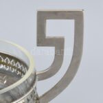 Art Deco kínáló, fém, üvegbetéttel, jelzés nélkül, kopott, m: 17,5 cm - Image 2
