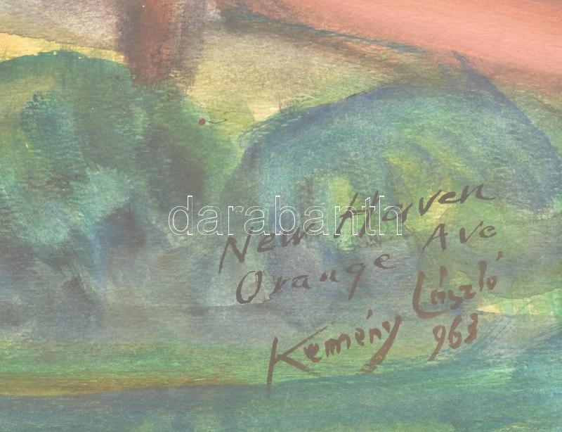 Kemény László (1901-1978): New Haven, Orange Ave. Akvarell, papír. Jelezve jobbra lent. Üvegezett fakeretben. 37x45 cm - Image 2