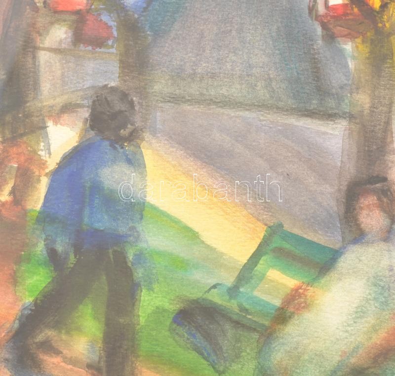 Kemény László (1901-1978): New Haven, Orange Ave. Akvarell, papír. Jelezve jobbra lent. Üvegezett fakeretben. 37x45 cm - Image 3