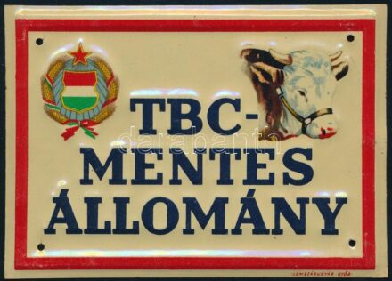 TBC-mentes állomány, zománcozott könnyűfém tábla, Lemezárugyár Győr, 14x10 cm