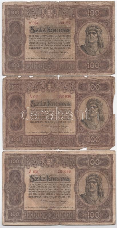 1920. 50K (2x) + 100K (3x) mind 'Orell Füssli Zürich' nyomdahely-megjelöléssel T:III-,IV - Image 3