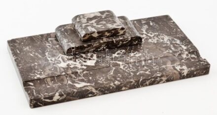 Márvány asztali írószer- és tintatartó, 19×34 cm