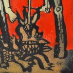 Cs. Uhrin Tibor (1936-2001): Sárkányölő Szent György. Tűzzománc, fakeretben, jelzett 24x14cm - Image 3