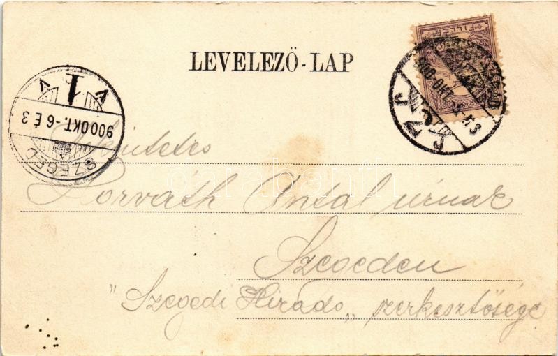 1900 Nagyvárad, Oradea; Körös részlet, híd, zsinagóga. Sonnenfeld Adolf kiadása / Cris riverside, bridge, synagogue (EK) - Image 2