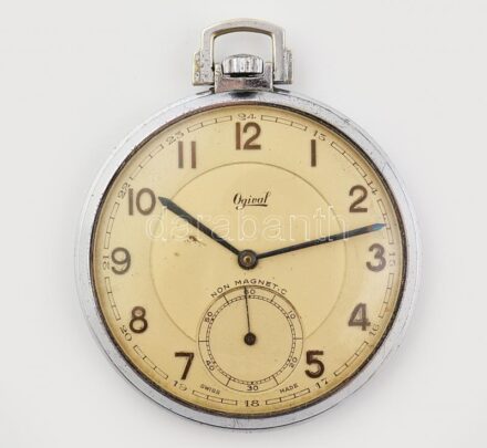Ogival svájci zsebóra chaton köves szerkezettel, másodpercmutatóval, jó, működő állapotban