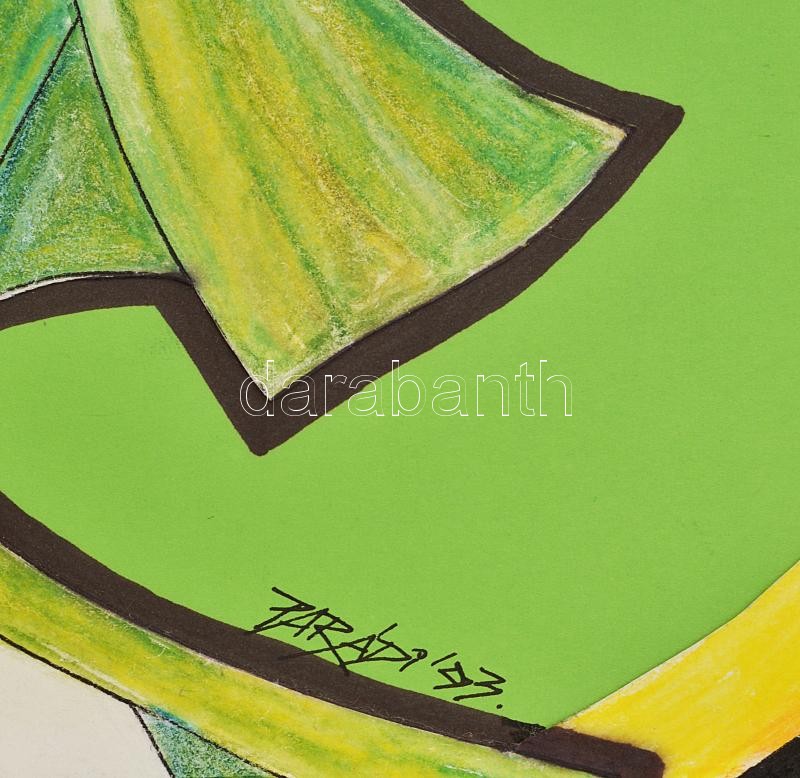 Parádi Katalin (1970-): Divatterv. Vegyes technika, papír, jelzett, 42×30 cm - Image 2