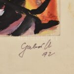Gábor Marianne (1917-2014): Négy alak, tempera, papír, jelzett, kartonra ragasztva, 21,5×26,5 cm - Image 2