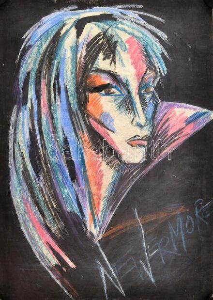 Jelzés nélkül: Newermore. Vegyes technika, papír, feltekerve, kopásnyomokkal, 61×43 cm