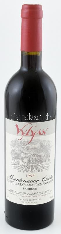 1995 Vylan Villányi Montenuovo Cuvée Barrique, (Cabernet Sauvignon-Pinot Noir), bontatlan palack száraz vörösbor,13 %, pincében szakszerűen tárolt, 0,75 l.