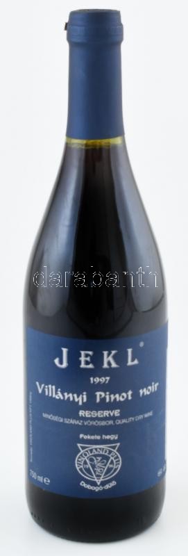 1997 Jekl Villányi Pinot Noir Reserve Barrique, Fekete-hegy, Dobogó-dülő, bontatlan palack száraz vörösbor, 12,5 %, pincében szakszerűen tárolt, 0,75 l.