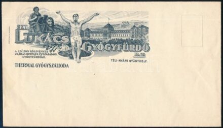 cca 1910 Lukács Gyógyfürdő grafikus boríték, rajta a fürdő látképével