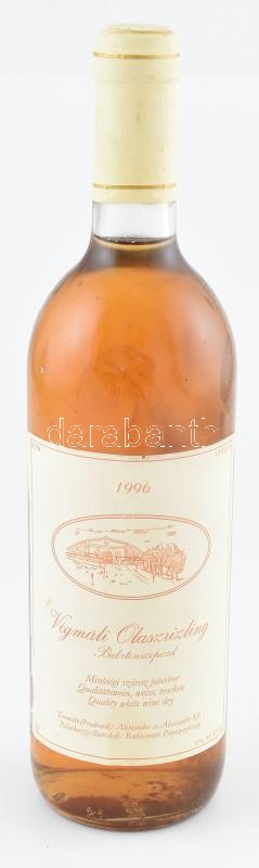 1996 Alexander & Alexander Balatonszepezdi Végmáli Olaszrizling, bontatlan palack száraz fehérbor, szakszerűen tárolt, 12%, 0.75l