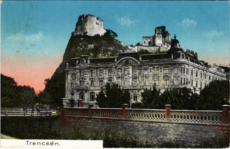 1915 Trencsén, Trencín; Erzsébet szálloda, vár / Trenciansky hrad / hotel, castle