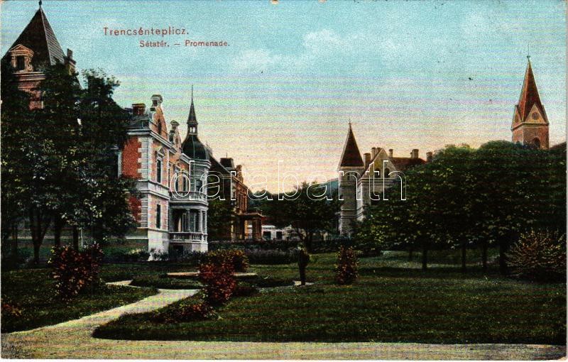 1910 Trencsénteplic, Trencianske Teplice; Sétatér. Wertheim Zsigmond kiadása / promenade (EK)
