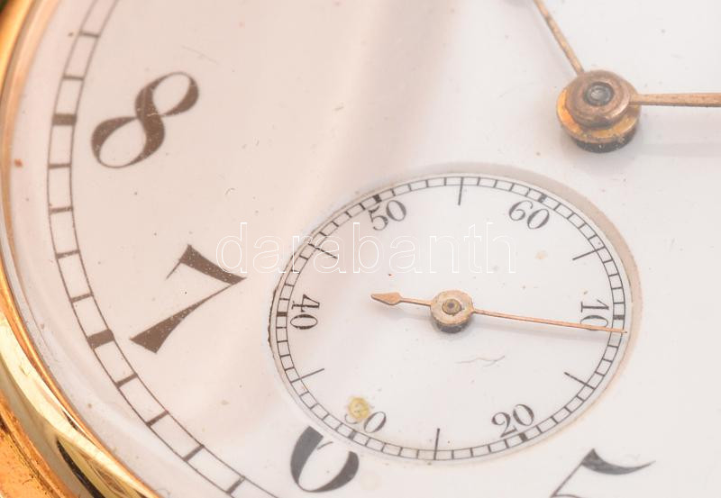 Omega 14K arany (au) zsebóra, dupla arany tokos. Szép állapotban, jelzett, hibátlan számlappal, működőképes, egy minimális horpadással. d: 50 mm, br 77,6 g - Image 3