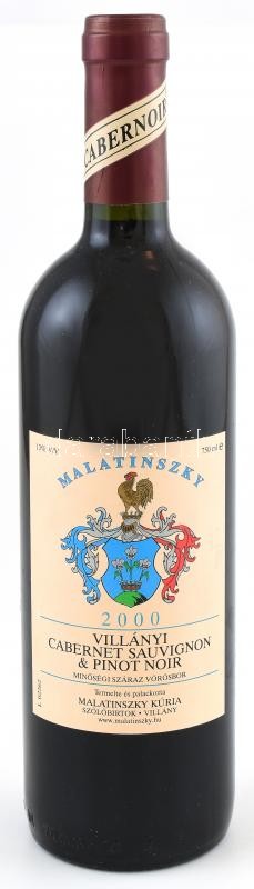 2000 Malatinszky Kúria, Villány, Cabernet Sauvignon & Pinot noir. 750ml/13%Vol (Szakszerűen tárolt.)