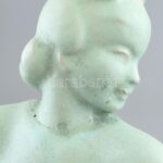 Komlós art deco női akt, mázas kerámia, jelzett, nyakánál restaurált, m: 26,5 cm - Image 4