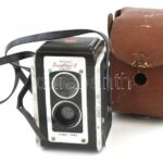 Kodak Duaflex II kamera eredeti bőr tokkal, kissé kopott