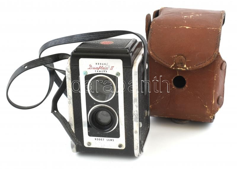 Kodak Duaflex II kamera eredeti bőr tokkal, kissé kopott