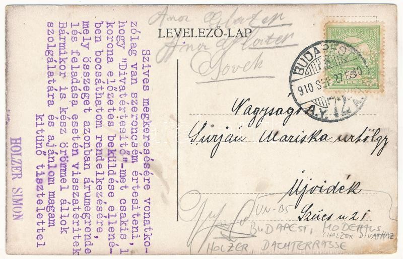 1910 Budapest V. Holzer Divatház ernyő osztálya, belső. Váci utca 24. - Holzer Simon levele (EK) - Image 2