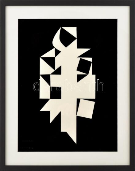 Vasarely Victor (1908-1997): Erebus, 1948-54. Heliogravűr, papír. Neuchatel, Éditions du Griffon kiadása. Bal alsó sarkában Fondation Vasarely Aix-En-Provence szárazbélyegzőjével. Üvegezett fakeretben. 35,5x28,5 cm. / Victor Vasarely