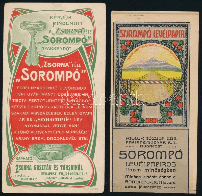 Sorompó nyakkendő és levélpapír 2 db számolócédula