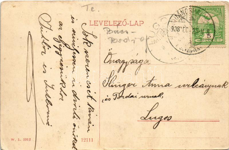 1908 Jánoshalma, Új gőzmalom, lovaskocsi. W.L. 1912. (EK) - Image 2