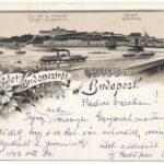 1893 (Vorläufer) Budapest, Királyi vár és várbazár, Lánchíd. Art Nouveau, floral, litho