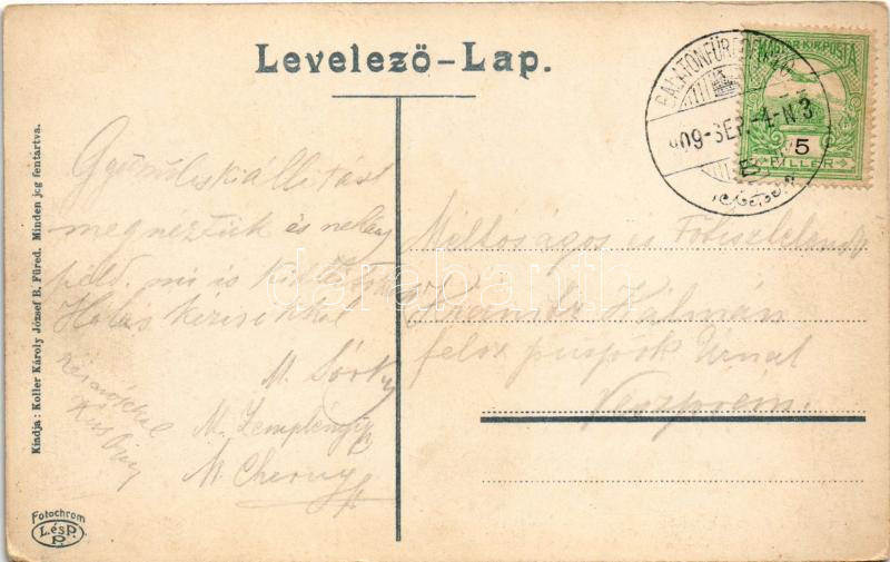 1909 Balatonfüred, Füred; Fedett sétány. Koller Károly József kiadása - Image 2