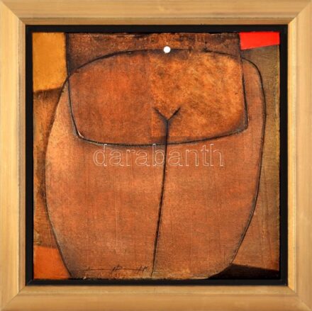 Ludvig Dániel (1981-): Akt (nő). Olaj, vászon, jelezve középen lent, hátoldalán autográf felirattal. Dekoratív fakeretben. 40×40 cm / oil on canvas, signed, with autograph descritipon on the reverse, framed