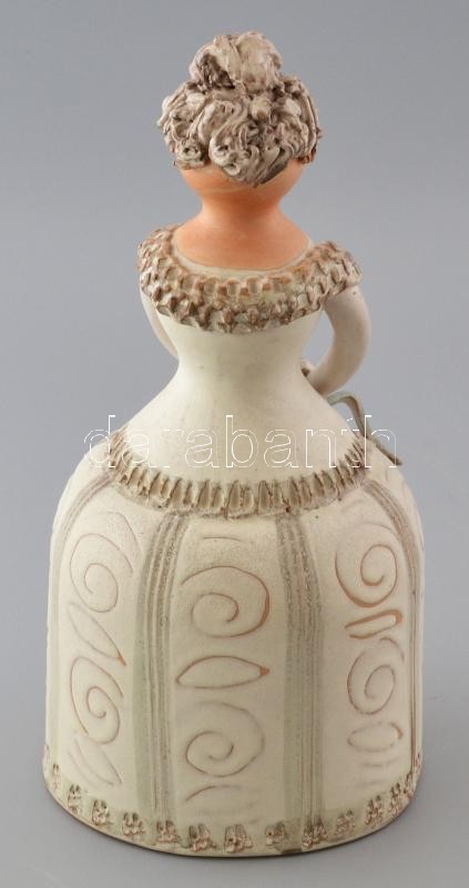 Kiss Roóz Ilona (1920-2010): Női figura, mázas kerámia, kézzel festett, jelzett, hibátlan, m: 39 cm - Image 4