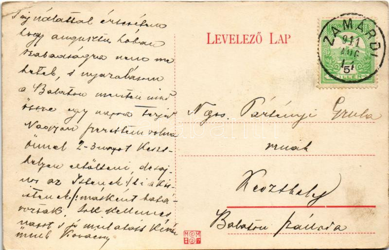 1911 Zamárdi, utca, templom, Magyar József vendéglője a tengerszemhez (EK) - Image 2