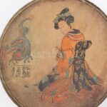Japán fadoboz, kézzel festett fedéllel, kissé foltos és kopott, 22x6 cm - Image 2