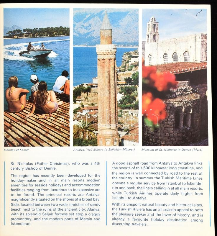 cca 1970-1980 Törökország, 5 db képes idegenforgalmi, utazási prospektus - Image 2