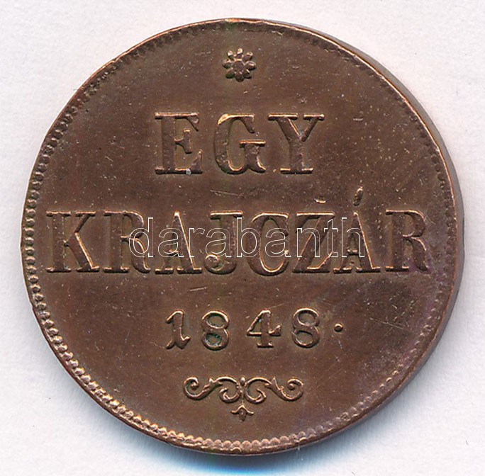 1848. 1kr Cu T:1- patina, ph Adamo B1