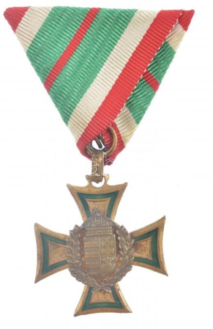 1923. 'II. osztályú nem katona állományú Tiszti Szolgálati Jel' kitüntetés mellszalagon T:2 ezüstözés lekopott / Hungary 1923. 'Officers' Distinction for Long Service non-Combatants, 2nd Class' decoration with silver plated overlay on