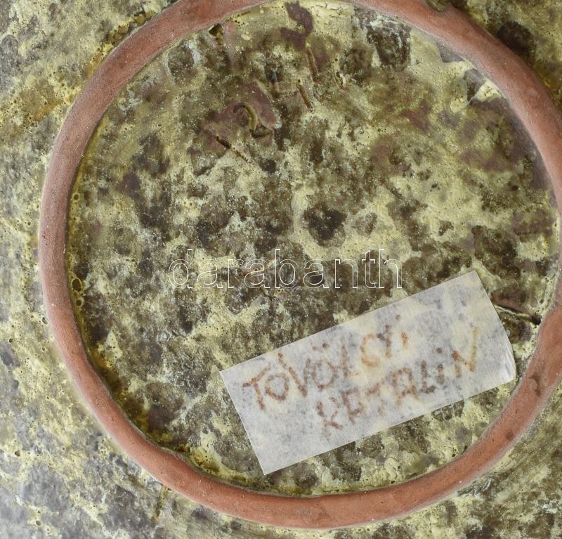 Tóvölgyi Katalin: Baglyos tál. Retró kerámia, jelzett, hibátlan, d: 24 cm - Image 2