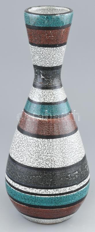 Kerezsi Gyöngyi (1943-): Retro kerámia váza. Kézzel festett, jelzett, ragasztott m: 28 cm