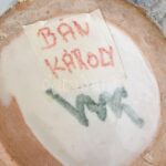 Bán Károly retró füles váza, színes mázakkal festett kerámia, jelzett,, m: 30 cm - Image 4