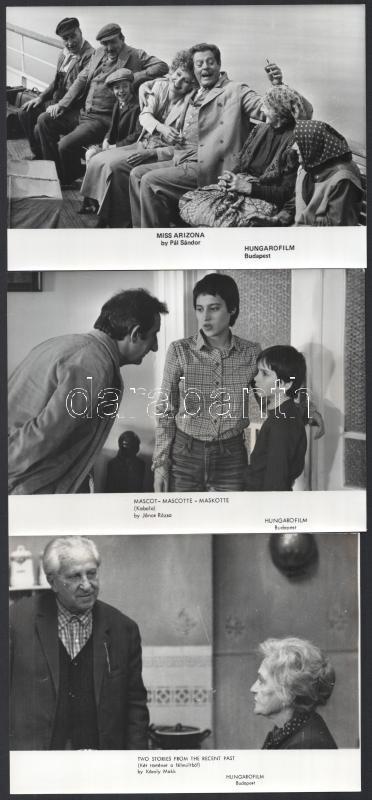 Eltérő időben készült magyar filmek egy-egy jelenete, 13 db vintage produkciós filmfotó, ezüst zselatinos fotópapíron, idegennyelvű felirattal, amelyek külföldi filmforgalmazók részére készültek promóciós célra, a - Image 3