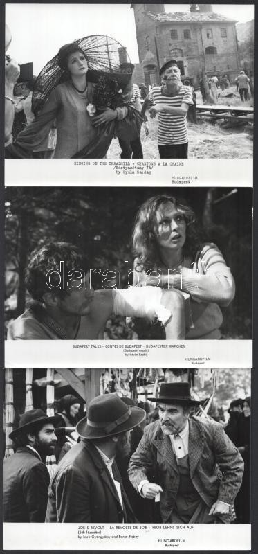 Eltérő időben készült magyar filmek egy-egy jelenete, 13 db vintage produkciós filmfotó, ezüst zselatinos fotópapíron, idegennyelvű felirattal, amelyek külföldi filmforgalmazók részére készültek promóciós célra, a - Image 4