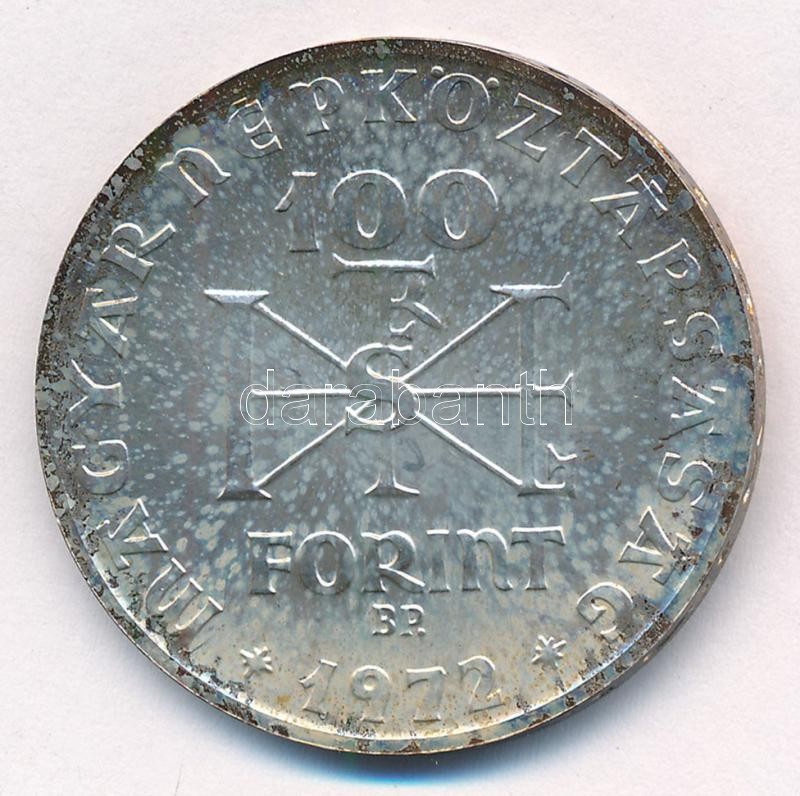 1972. 100Ft Ag 'Szent István' T:1- patina Adamo EM39 - Image 2