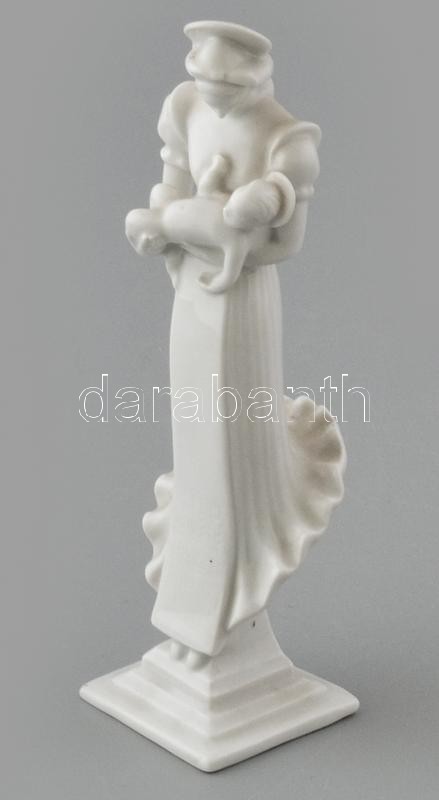 Herendi Matyó Madonna, fehér mázas porcelán, jelzett, mázhibákkal, m: 12 cm