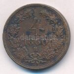 1860B 4kr Cu T:2- patina, anyagfelesleg Adamo M7