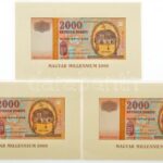 2000. 2000Ft (3x) 'Millennium', sorszámkövetők 'MM 0334059 - MM 0334061' eredeti, bontatlan díszcsomagolásban T:I / Hungary 2000. 2000 Forint (3x) 'Millennium', consecutive serials 'MM 0334059 - MM 0334061' in original sealed decorative